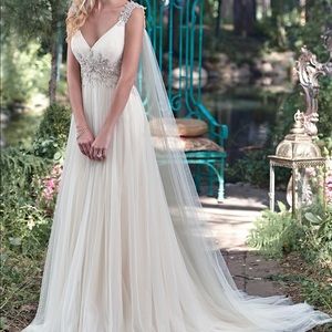 Watteau wedding gown train or cape